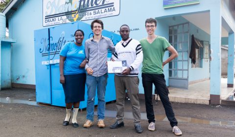 Group photo in front of the NanoFilter building in Arusha